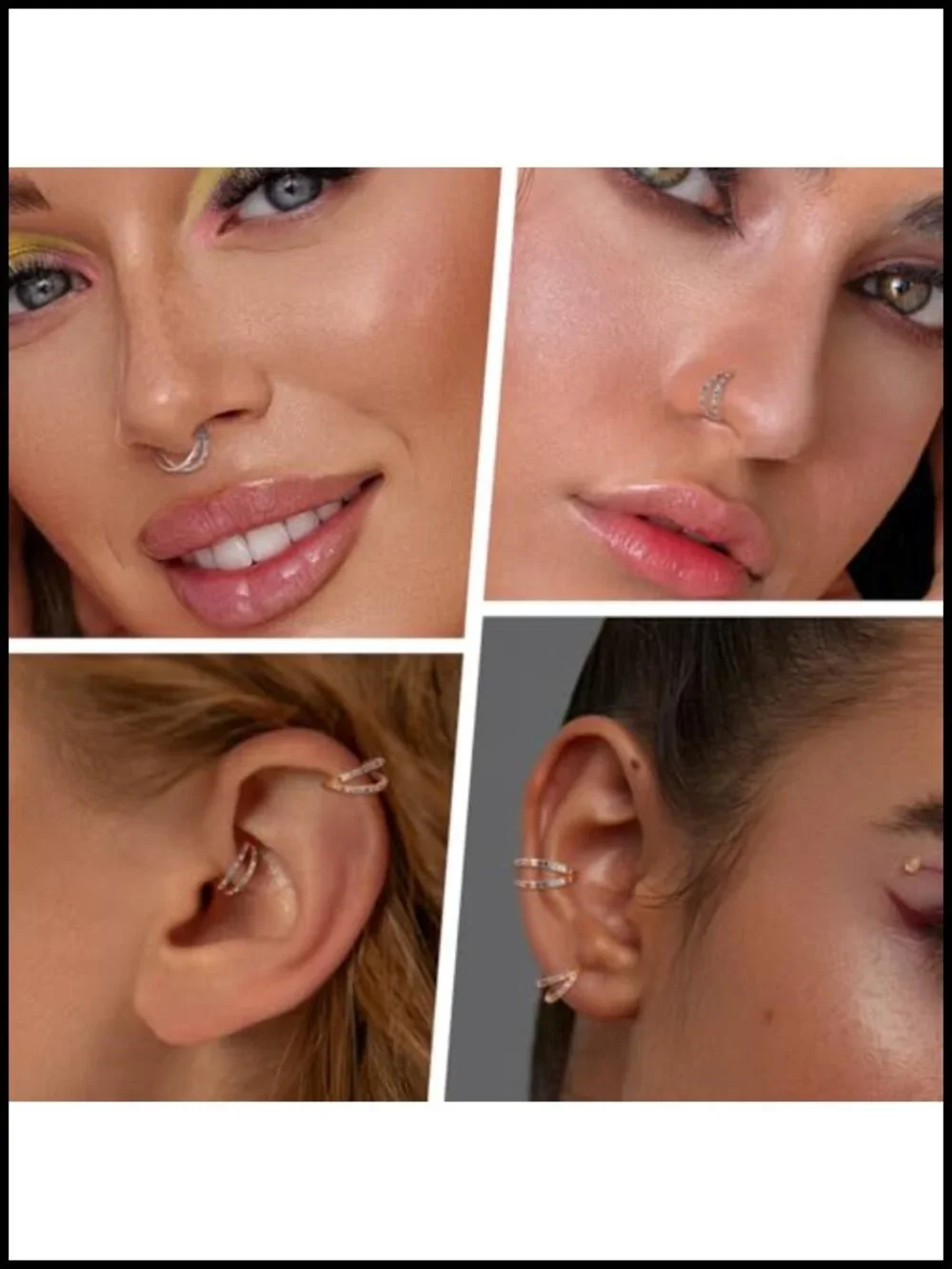Double Hoop Nose Ring 316L Surgical Steel Clicker Cartilage Earring